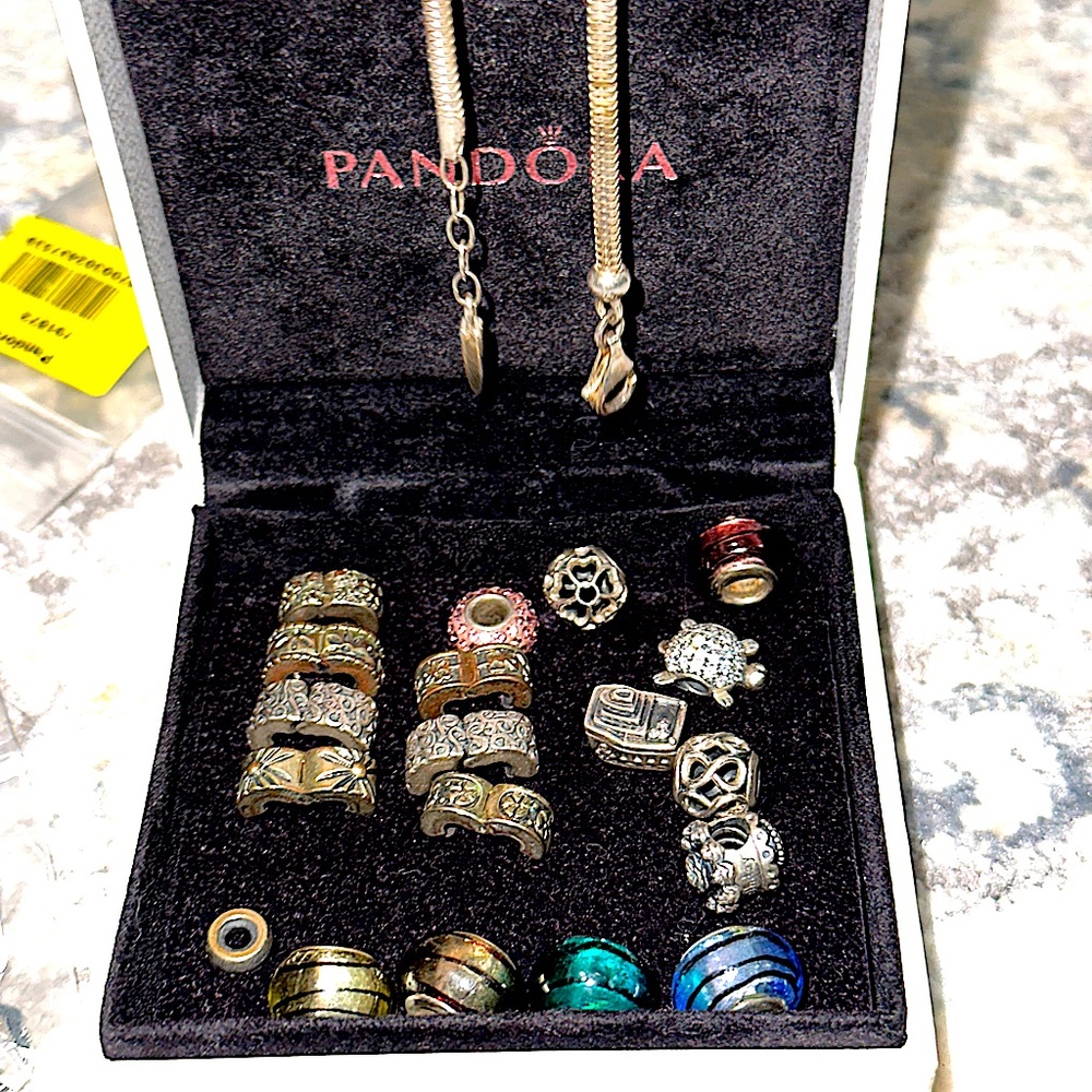 Pandora Charms & 2 Bracelets